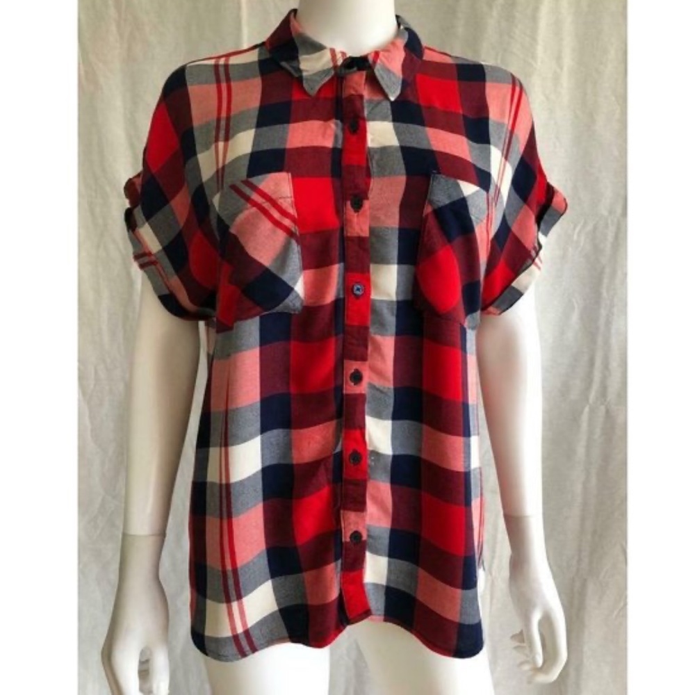 Como Vintage Women Shirt 100% Rayon Short Sleeve L